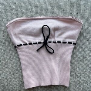 Edikted Light Pink Tube Top with Black Logo Tag